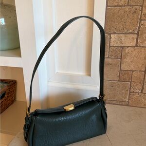 Anthropologie Slouchy Faux Leather Forest Green Shoulder Bag